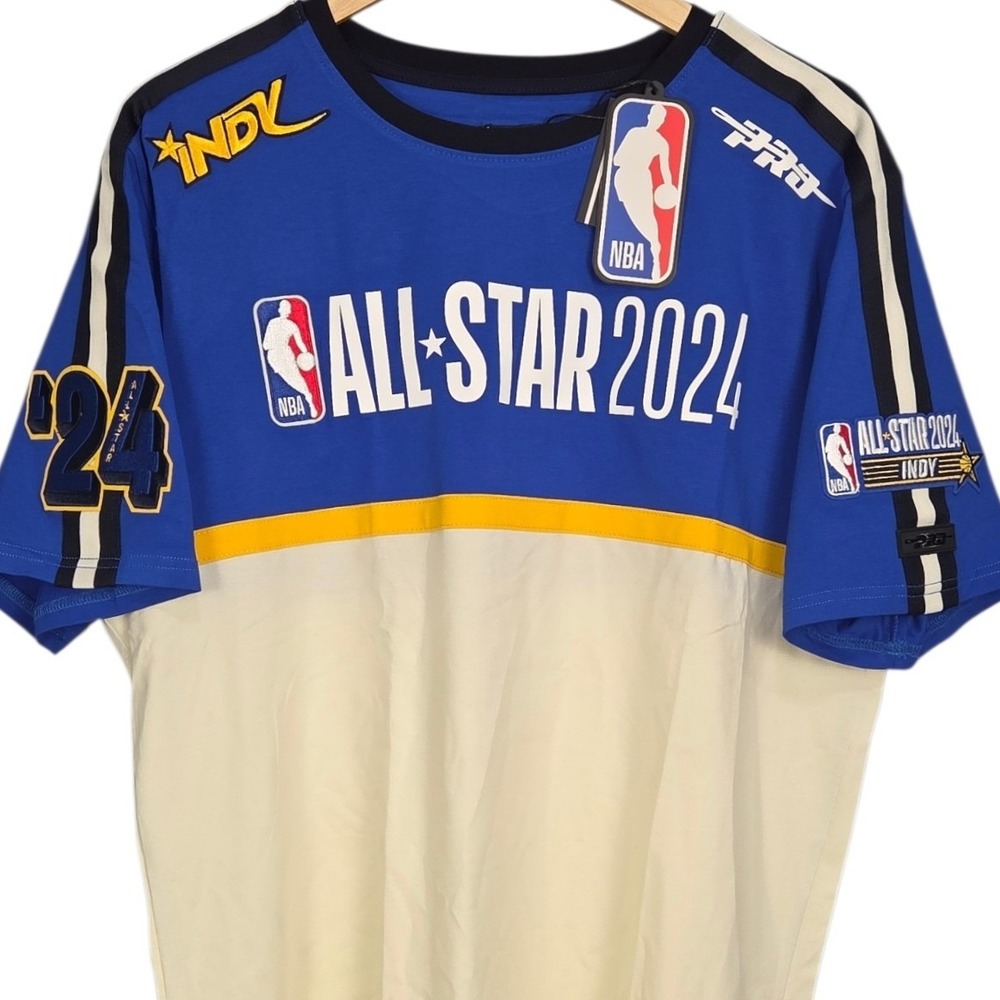 Pro Standard NBA All Star Game 2024 T-Shirt Mens Large Blue Cream Indy Tee NEW